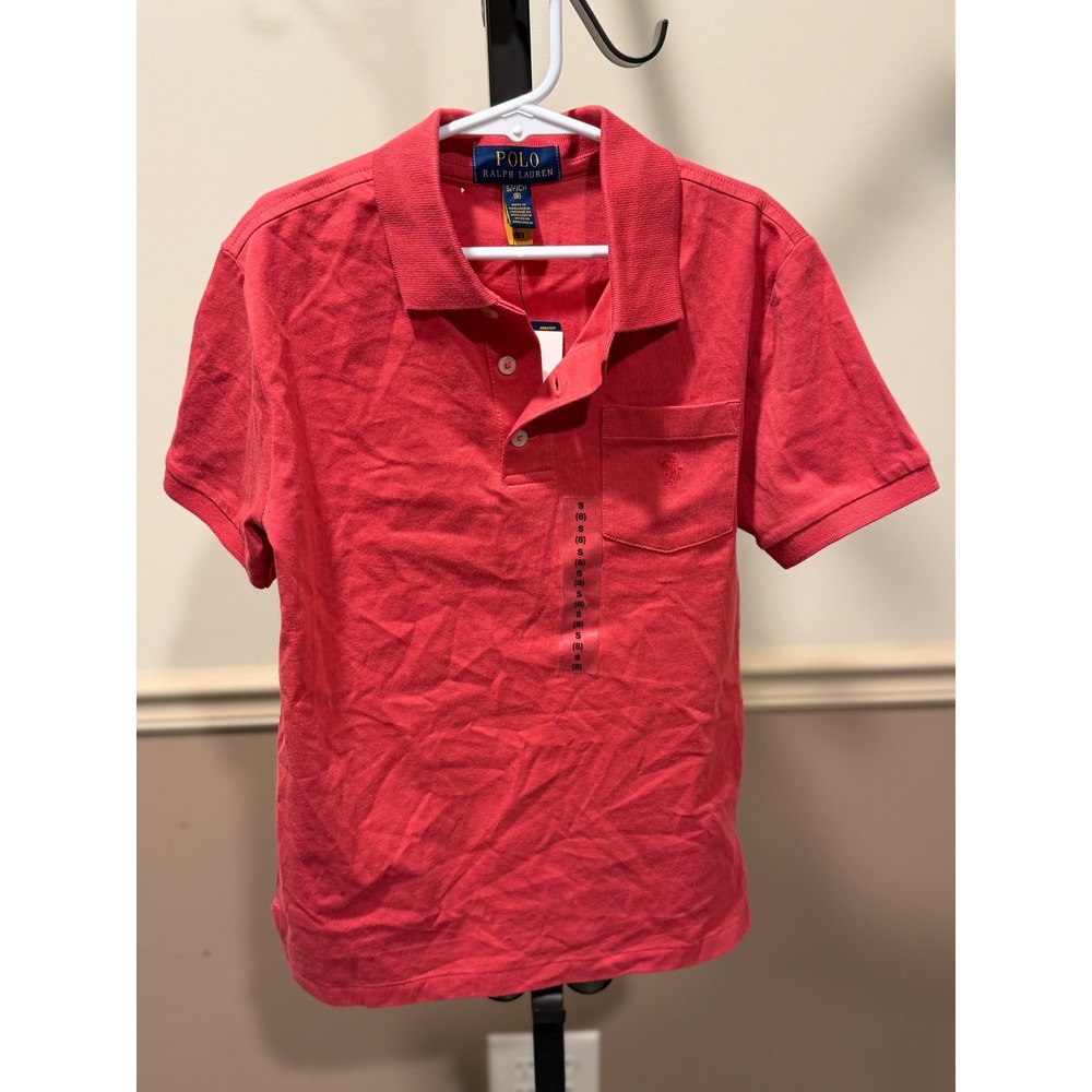 Polo Ralph Lauren Boys Red Short Sleeve Pocket Polo Shirt Size S 8 New